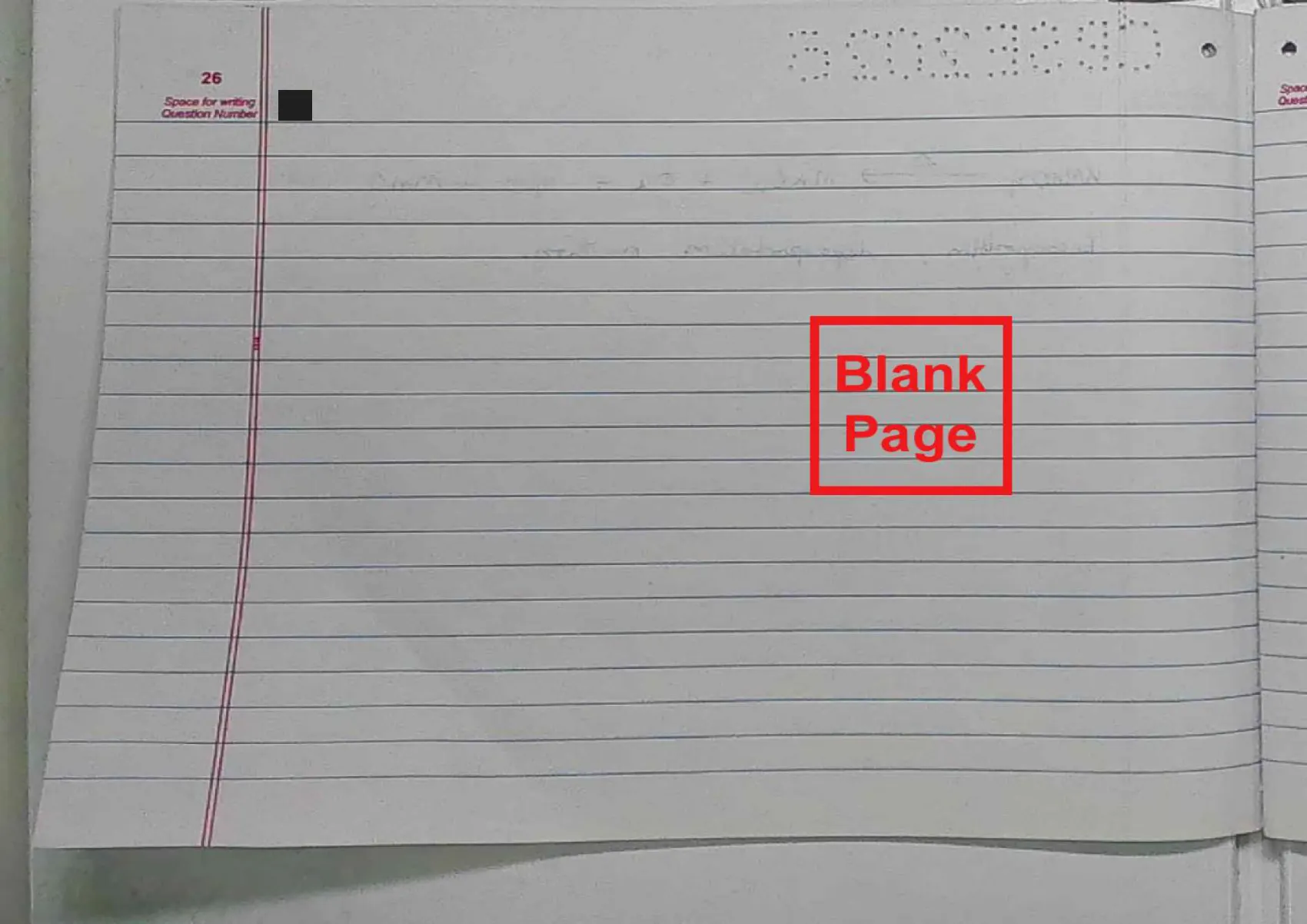Chemistry answer script page 29, booklet page 26 — Blank, and stamped as such.