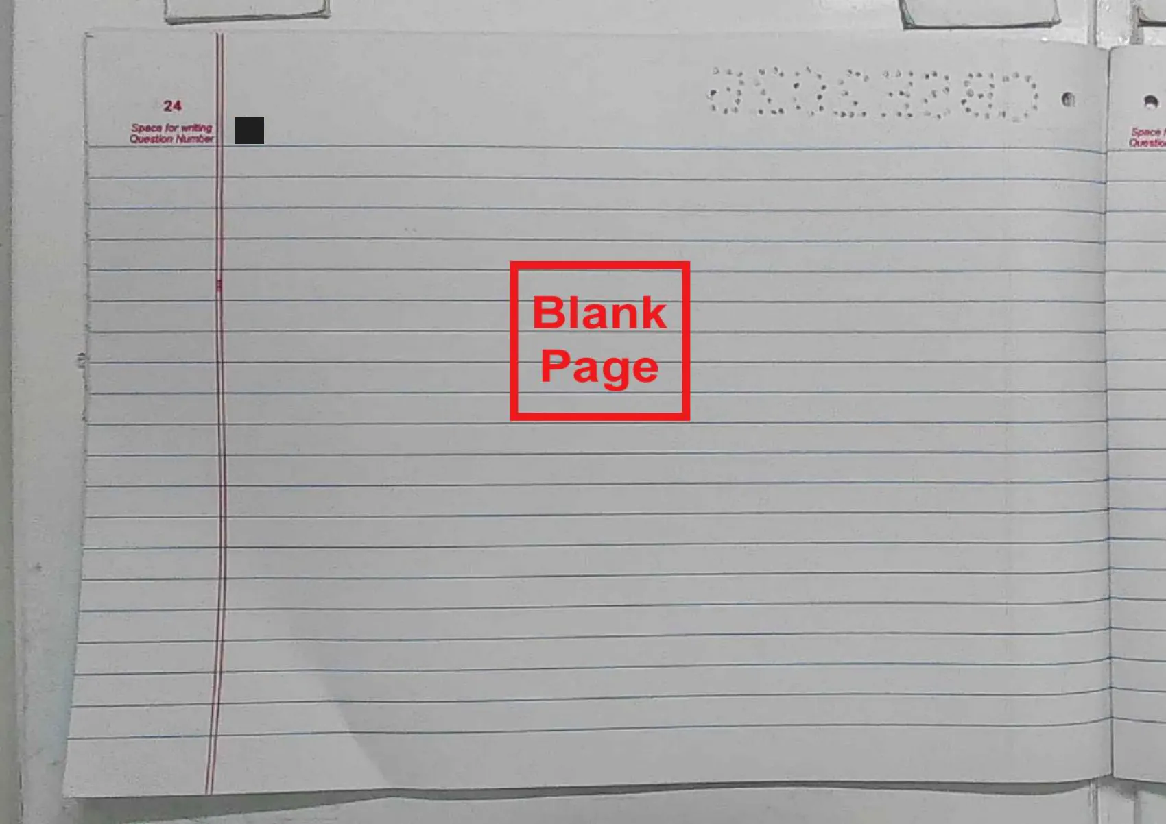 English Core answer script page 27, booklet page 24 — Blank, and stamped as such.